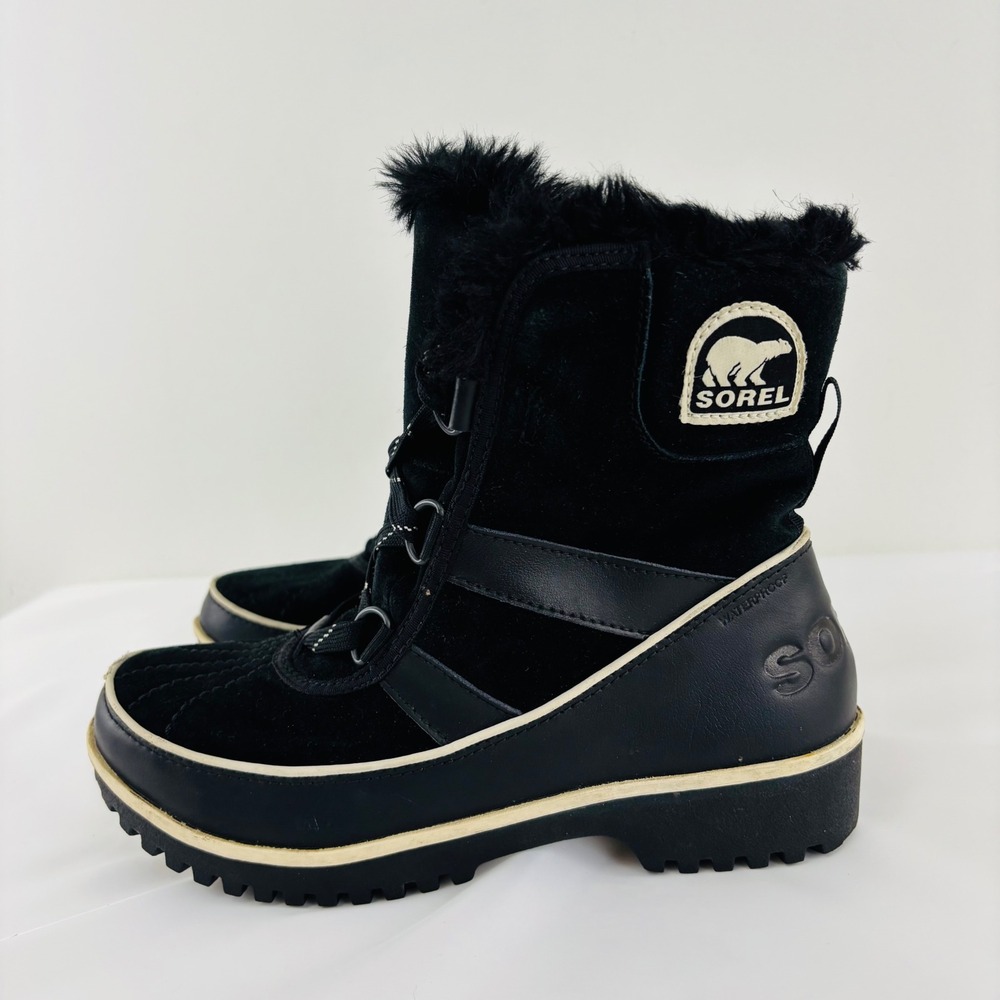 Sorel Tofino Black Suede Waterproof Faux Fur Winter Boots NL2089-010 Womens 7 - Picture 10 of 10